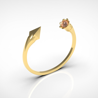 Parure - "Pyramide & Fleur Quartz Rose" - argent