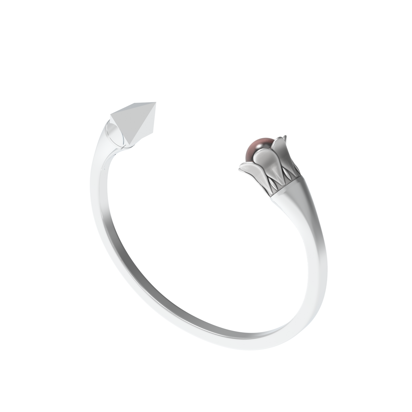 Parure - "Pyramide & Fleur Quartz Rose" - argent