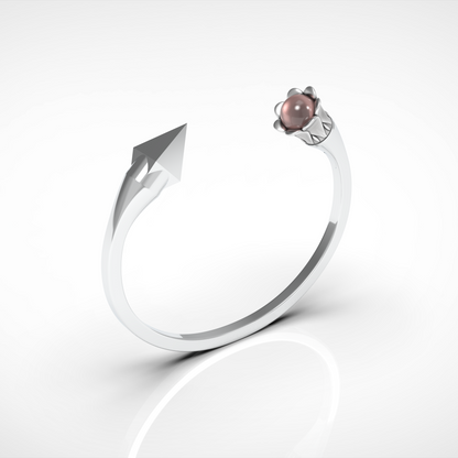 Parure - "Pyramide & Fleur Quartz Rose" - argent